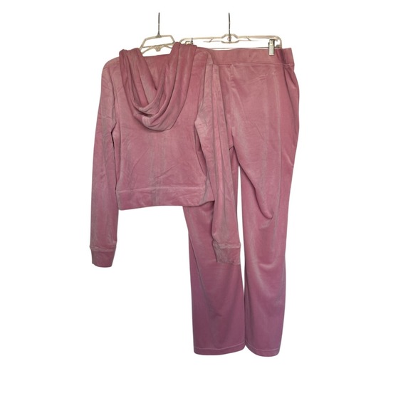 NEW! NWT Juicy Couture Velour OG Bling Tracksuit Hoodie & Pant Set Rose Size L - Picture 4 of 11